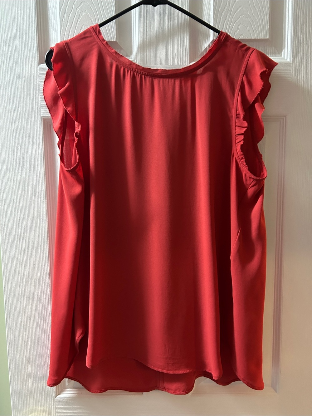 Loft burnt orange Sleeveless Ruffle-Trim Women's blouse, large